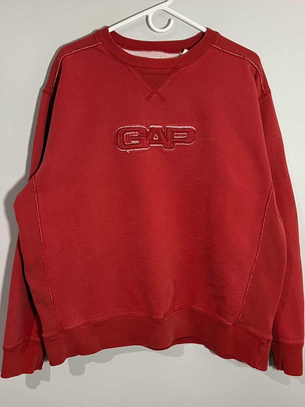 Vintage Y2K GAP Spellout Red Long Sleeve Pullover Sweatshirt Mens XL